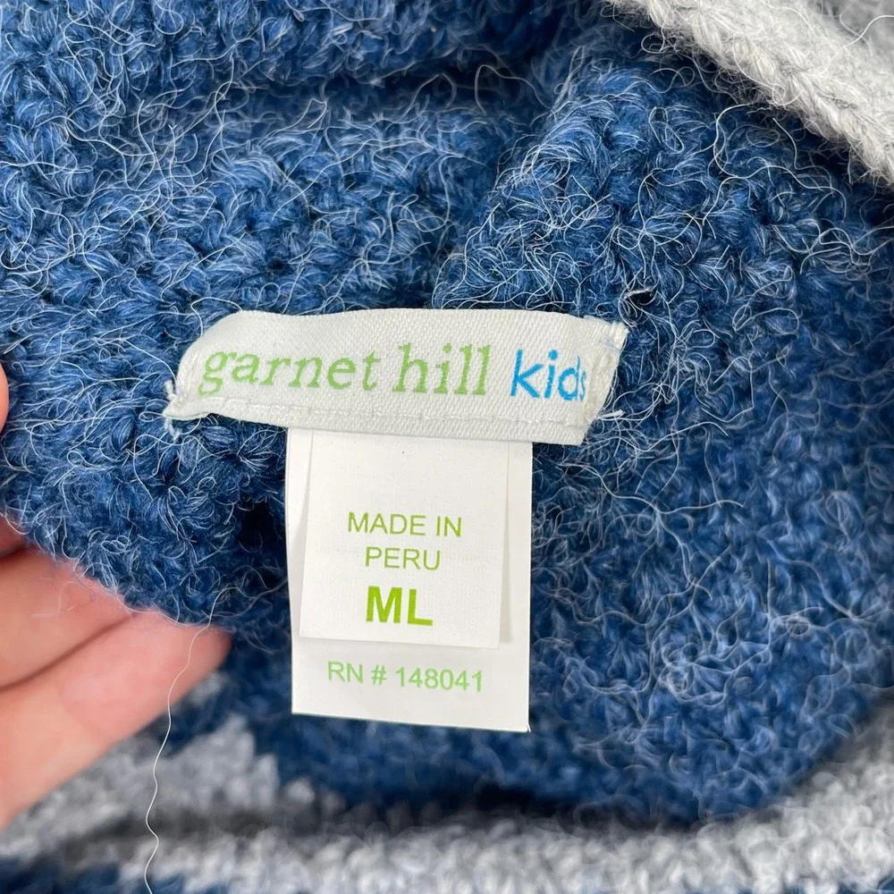 Garnet Hill Kids Knight Helmet Beanie Blue Grey Crochet Spartan Fringe Hat